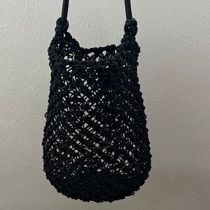 Elegant Black Woven Shoulder Bag